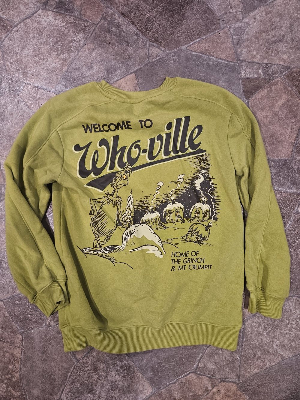 Hybrid Apparel Who-ville Graphic Crewneck Sweatshirt - Olive Green